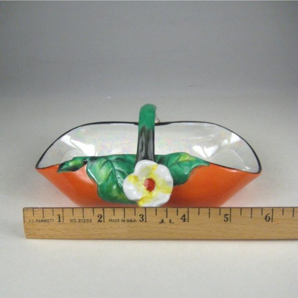 Noritake Porcelain Basket Hand Painted Japan Luster Handle Vintage Trinket 6.5 i - Picture 6 of 9